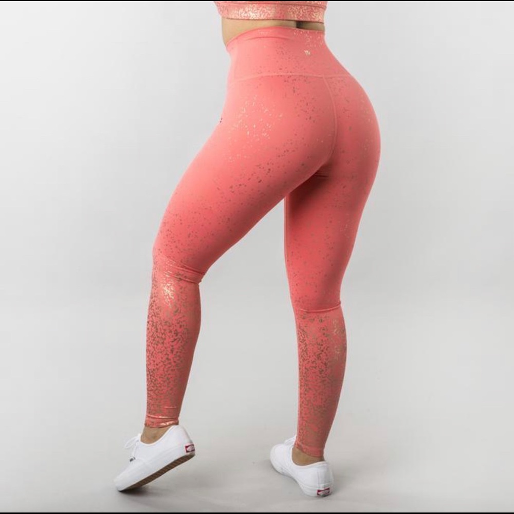 BuffBunny Rose Metallic Ombré Leggings NWT